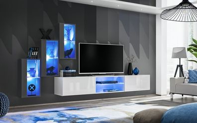 Luxus Möbel Designer Wohnwand TV-Ständer 3x Wandschrank Sideboard Holzmöbel