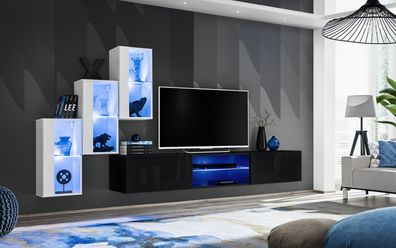 Wohnwand Luxus Möbel Komplett Set Designer Modern Einrichtung 3x Wandschrank