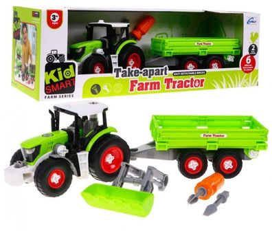 Zerlegter Traktor mit Anhänger für Kinder ab 3 Jahren. Schraubenzieher + Schrauben...