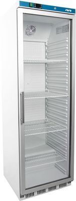 Lagerkühlschrank mit Glastür - weiß Modell HK 400 GD, Maße: B 600 x T 585 x H 1850