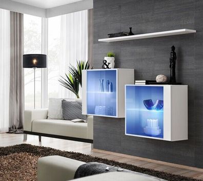 Wohnwand Neu Modern Einrichtung Wandschrank Regal Weiß Möbel Komplett Wohnzimmer
