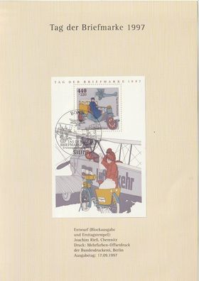 BRD FDC Faltblatt Tag der Briefmarke Historische Postbeförderung Jahresgabe 1997