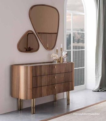 Braun Kommode mit Spiegel Schlafzimmer Moderne Luxus Möbel Design