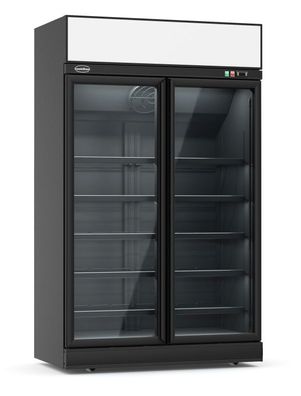 Kühlschrank 2 Glastüren Schwarz/ Anthrazit Ins-1000R Bl