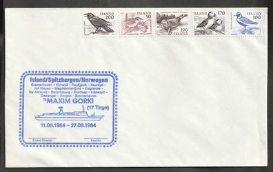 Island Umschlag mit Sonderstempel Maxim Gorki Kreuzfahrt 1984