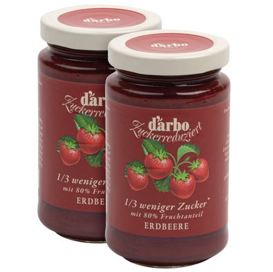 Food-United DARBO Fruchtaufstrich Zuckerreduziert Erdbeere 1/3 weniger Zucker 2x 250g