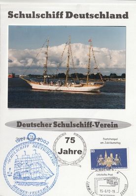 BRD Faltblatt Schulschiff Deutschland 75 Jahre Deutscher Schulschiff-Verein
