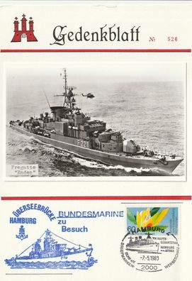 BRD Gedenkblatt Überseebrücke Hamburg Bundesmarine zu Besuch Nummer 526