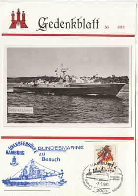 BRD Gedenkblatt Überseebrücke Hamburg Bundesmarine zu Besuch Nummer 699