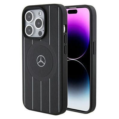 Handyhülle Case iPhone 15 Pro Mercedes Echtleder schwarz MagSafe kompatibel