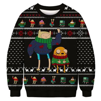 Rick&Morty Rundhalspullover Finn Jake IconGhost 3D Druck Hoodie Weihnachts Sweatshirt