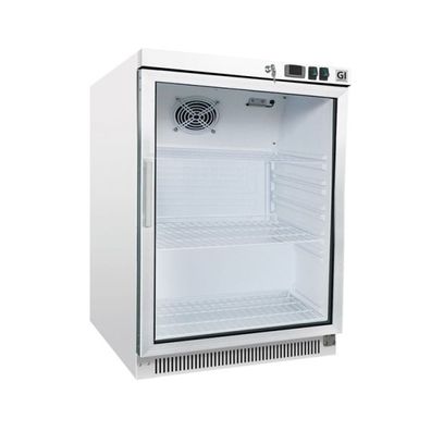 GI Kühlschrank aus weißem Stahl mit Glastür 200 Liter, statisch gekühlt