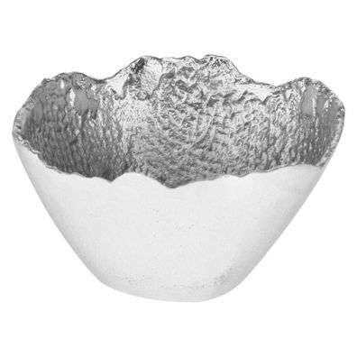 Schüssel 13cm Porzellan silber Metall Dekoschüssel Schale Dessertschale Dekorative