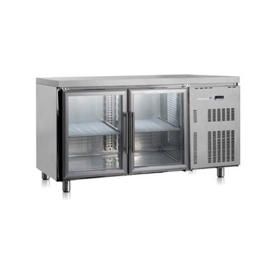 Marecos Softline Edelstahl Kühltisch 700mm tief mit 2 Glastüren