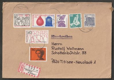 BRD Umschlag gelaufen von Freiburg nach Titisee-Neustadt als Einschreiben R 733