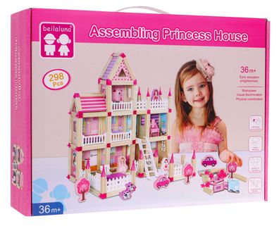 Holzbauklötze für Kinder ab 3 Jahren Pink MEGA-Set 268-tlg. Ein Schloss für Prinze...