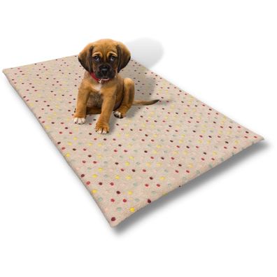 Topmast Hundematte Hundebett Schlafplatz 60 x 45 cm creme mit farbigen Punkten