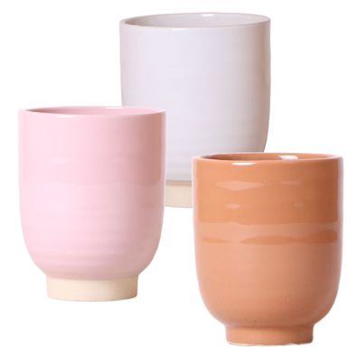 Übertopf "Glazed" - glasierte Keramik mit Standfuß - verschiedene Farben - passend...