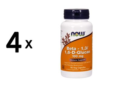 4 x Now Foods Beta 1,3/1,6- D -Glucan 100 mg (90)