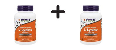 2 x Now Foods L-Lysine 1000mg (100 Tabs) Unflavored