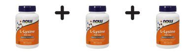 3 x Now Foods L-Lysine 500mg (100 Vcaps)