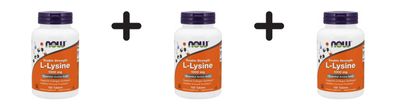 3 x Now Foods L-Lysine 1000mg (100 Tabs) Unflavored
