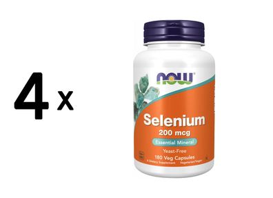4 x Now Foods Selenium 200mcg (180 vcaps)