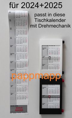 Ersatzrolle 2024 + 2025 für 3-Monats-Tischkalender mit Drehmechanik Ersatzkalender