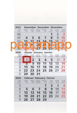 3-Monatskalender 2024 Tisch-Aufstellkalender Desk Karton 9,5 x 20,4 cm Kalender