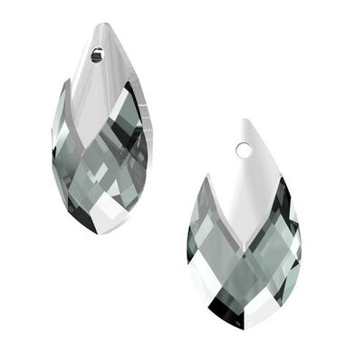 Swarovski® Anhänger Met Cap Pear-shaped Black Diamond/ Light Chrome 22mm