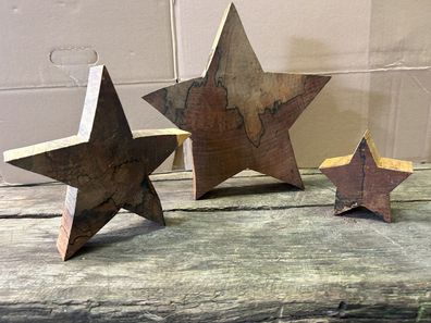Baumscheibe, Holzsterne, Stern, Weihnachtssterne, ca. 10,20,25-30 cm, 3er Set, Deko