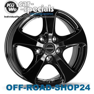 ALU-FELGEN 7x16 ET40 black glossy BORBET "CC" VW AMAROK Typ: 2H - 2HS2