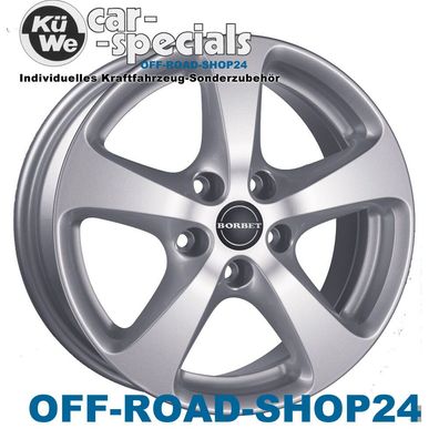 ALU-FELGEN 7x16 ET40 crystal silber BORBET "CC" VW AMAROK Typ: 2H - 2HS2