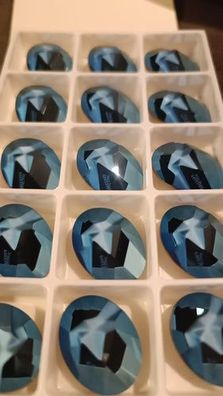 Swarovski® x Jean Paul Gaultier: Fancy Kaputt Oval Crystal Metallic Blue Signed 23x18