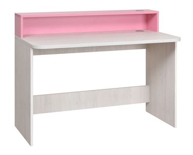 Kinderzimmer - Schreibtisch Luis 04, Farbe: Eiche Weiß / Rosa - 93 x 120 x 60 cm