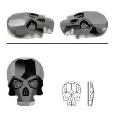 Swarovski® Flatback Hotfix Skull Jet Hematite 14x10.5mm