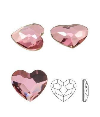 Swarovski® Nail Crystals Flatback Heart Antique Pink 6mm
