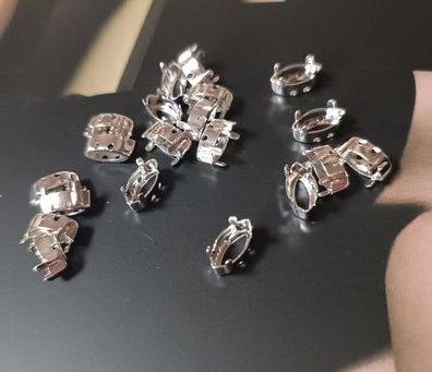 Swarovski® Fassung Navette Rhodium 8x4mm