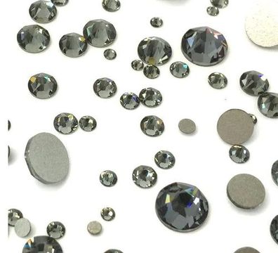 Swarovski® Nail Crystals Flat Rund Black Diamond Shimmer SS12