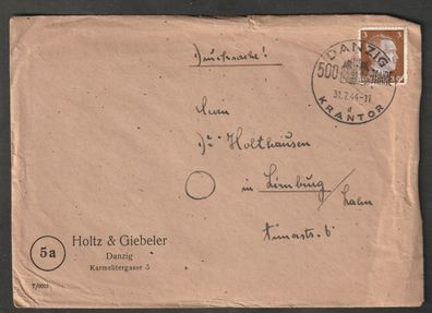 Deutsches Reich gelaufen von Danzig nach Limburg 31.7.1944