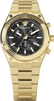 Versace VESO00922 V-Sporty Greca Chronograph schwarz gold Stahl Herren Uhr NEU