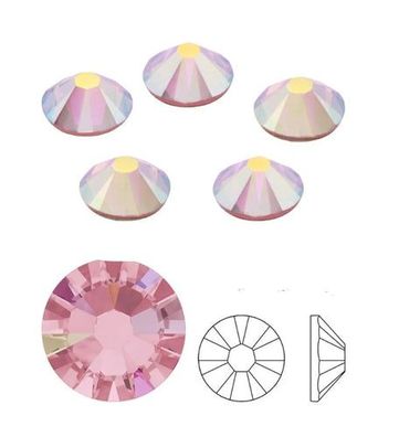 Swarovski® Nail Crystals Flat Rund Light Rose Aurore Boreale SS20