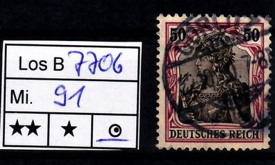 Los B7706: Deutsches Reich Mi. 91, gest.