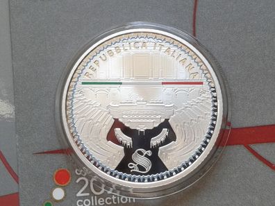 Original 5 euro 2023 PP Italien Senat Silber coloriert