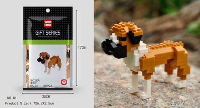 Boxer Hund Figur Bausteine Modell LNO Micro-Bricks