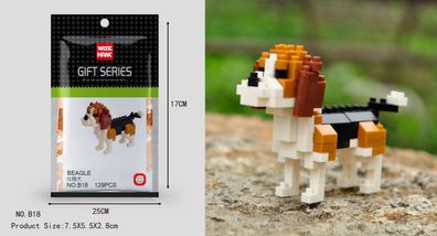 Beagle Hund Figur Bausteine Modell LNO Micro-Bricks