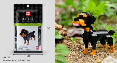 Rottweiler Hund Figur Bausteine Modell LNO Micro-Bricks