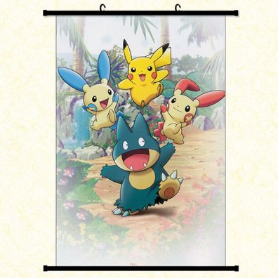 Pokemon Wandscroll / Poster / Rollbild Kunststoff - Motiv: Mampfaxo + Pikachu