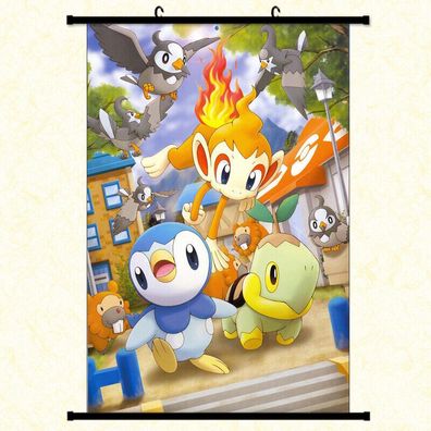 Pokemon Wandscroll / Poster / Rollbild Kunststoff - Motiv: Pliprin + Chelast
