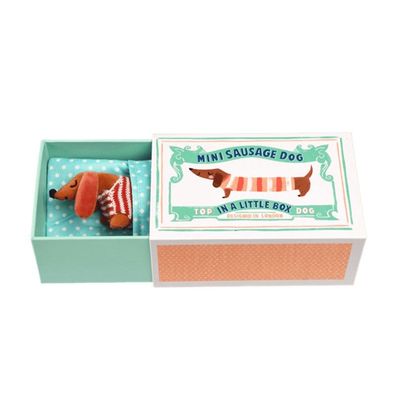 Mini Stofftier Dackel in einer kleinen Box Rex London Geschenkbox Sausage Dog